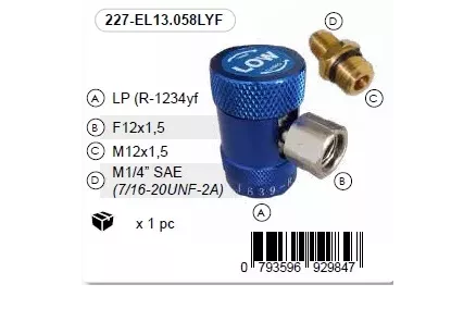 Kiirühendus LP R-1234yf F12x1,5 &amp; M12x1,5