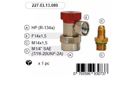 Kiirühendus HP R-134a F14x1,5 &amp; M14x1,5