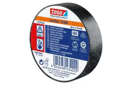 PVC isoleerteip Tesa 20mx19mm must