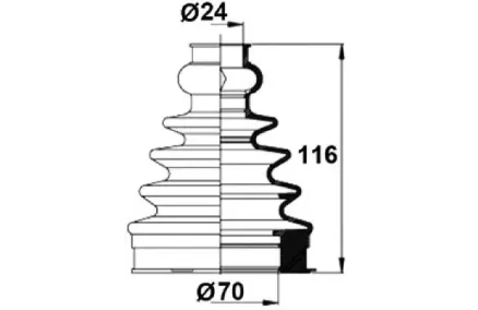 Veovõlli tolmukate 24 x 70 x 116