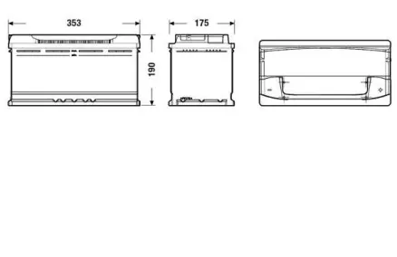 EXIDE 100AH 900A PRE 353X175X190 -/+