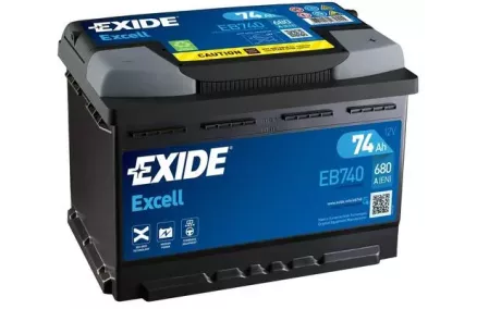 EXIDE 74AH 680A 57412 EXCELL -/+