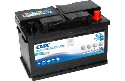 EXIDE 70AH  600A 278X175X190 DUAL AGM -/+